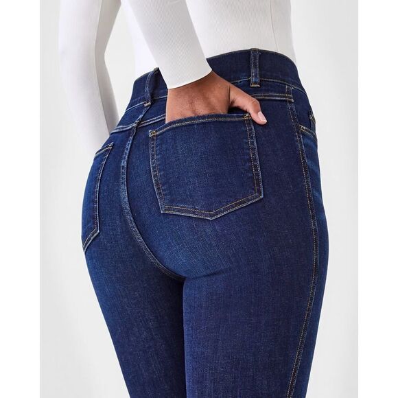 SPANX Denim Flare Jeans Midnight Shade L NWOT $148 - Picture 3 of 12